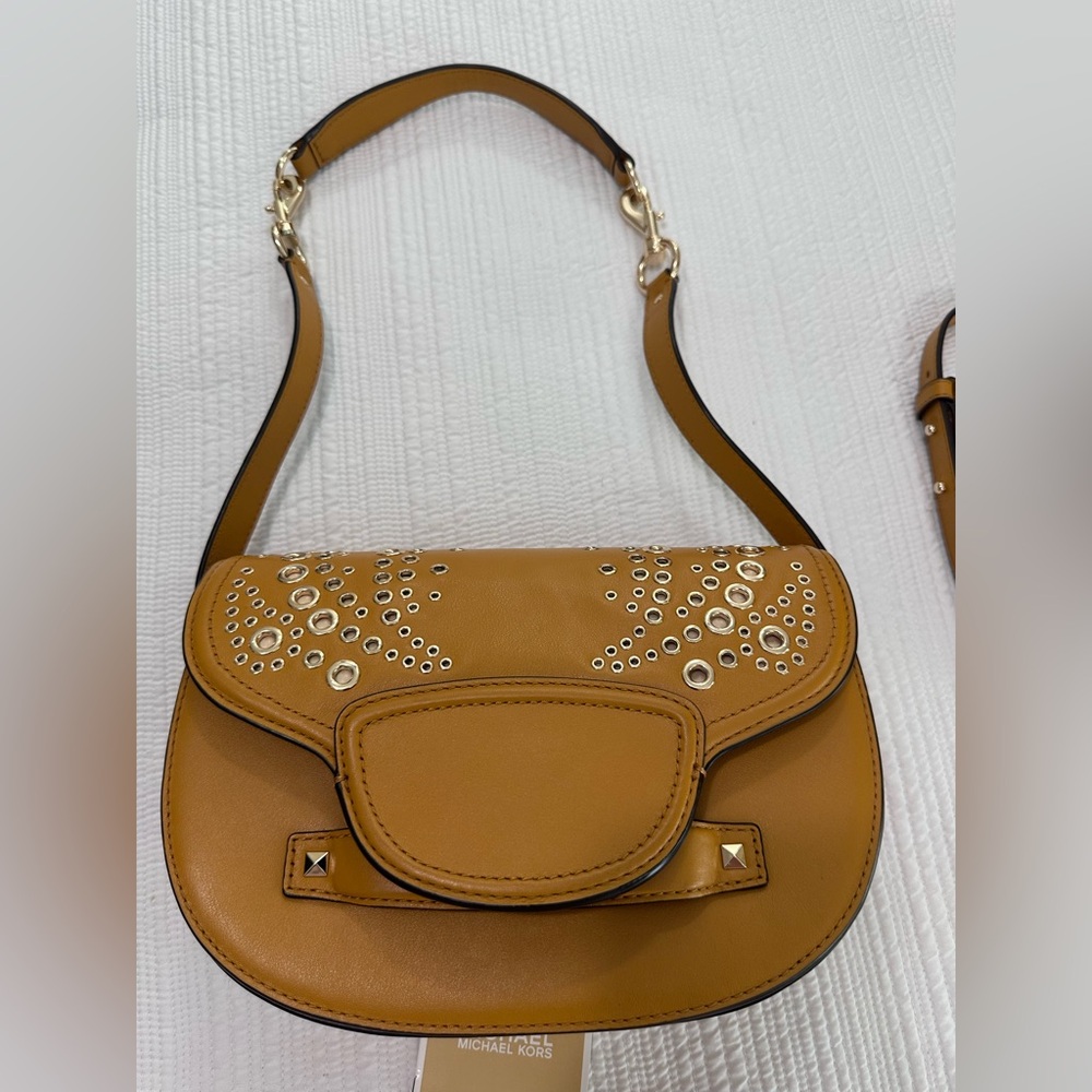 Michael Kors Brown Studded shoulder & Crosbody bag Wear it once.